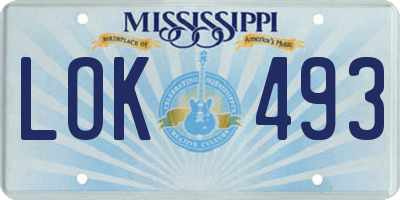 MS license plate LOK493