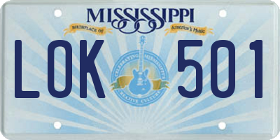 MS license plate LOK501