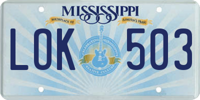MS license plate LOK503