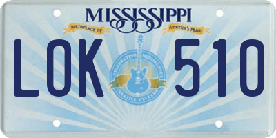 MS license plate LOK510
