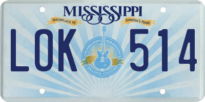 MS license plate LOK514