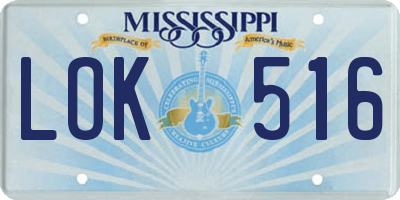 MS license plate LOK516