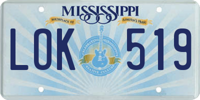 MS license plate LOK519