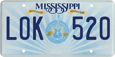 MS license plate LOK520