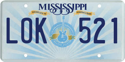 MS license plate LOK521