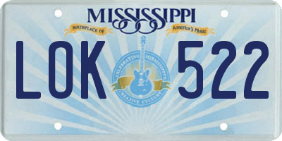 MS license plate LOK522