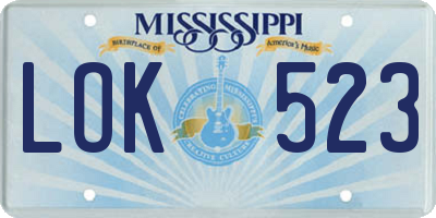 MS license plate LOK523