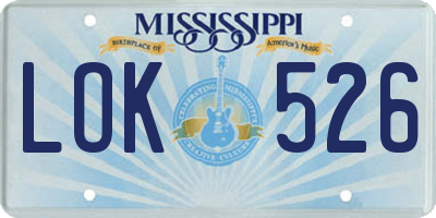 MS license plate LOK526