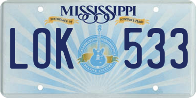MS license plate LOK533