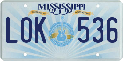 MS license plate LOK536