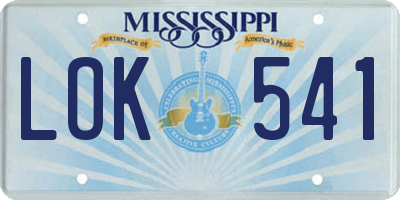MS license plate LOK541