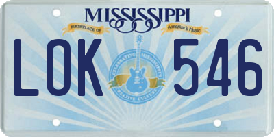 MS license plate LOK546