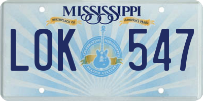 MS license plate LOK547