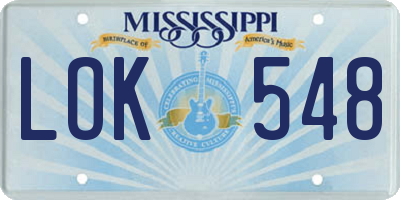 MS license plate LOK548