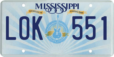MS license plate LOK551
