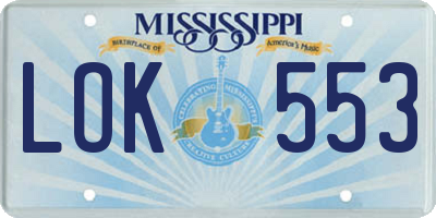 MS license plate LOK553