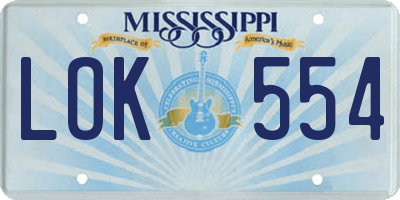 MS license plate LOK554