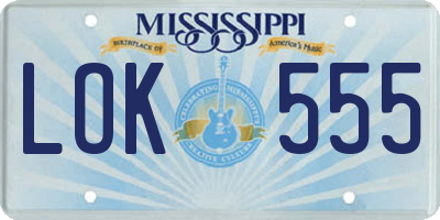 MS license plate LOK555