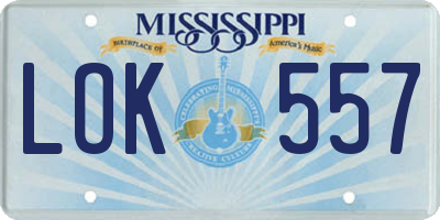 MS license plate LOK557