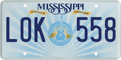 MS license plate LOK558