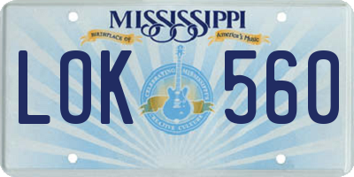 MS license plate LOK560