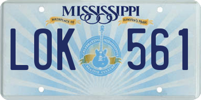 MS license plate LOK561