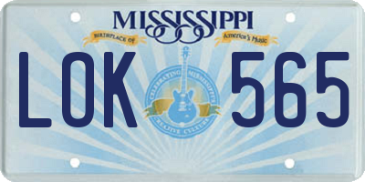 MS license plate LOK565