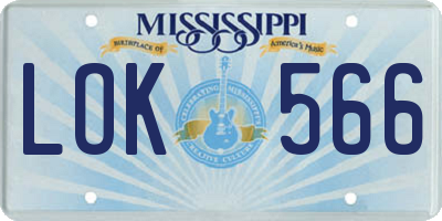 MS license plate LOK566