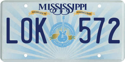 MS license plate LOK572