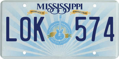 MS license plate LOK574