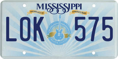 MS license plate LOK575