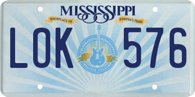 MS license plate LOK576