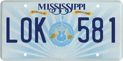 MS license plate LOK581