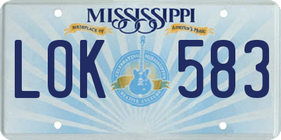 MS license plate LOK583