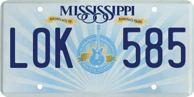 MS license plate LOK585