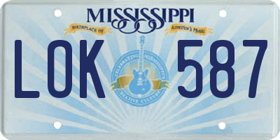 MS license plate LOK587