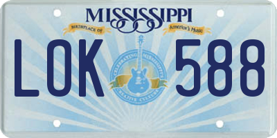 MS license plate LOK588