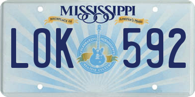 MS license plate LOK592