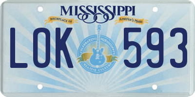 MS license plate LOK593