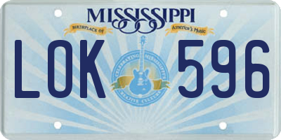 MS license plate LOK596