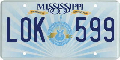 MS license plate LOK599