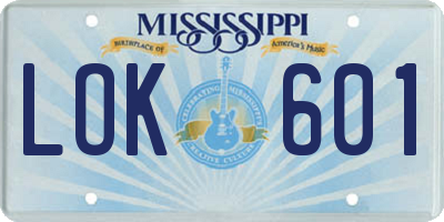 MS license plate LOK601
