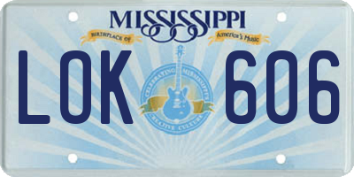 MS license plate LOK606
