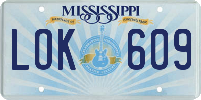 MS license plate LOK609