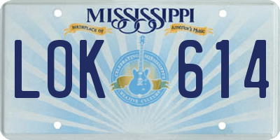MS license plate LOK614