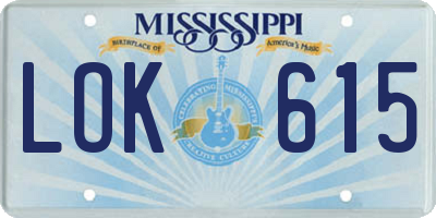 MS license plate LOK615