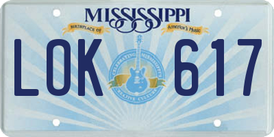 MS license plate LOK617