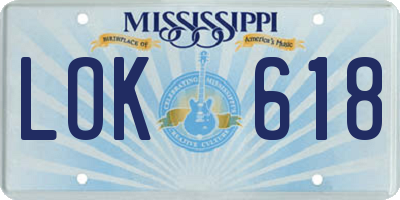 MS license plate LOK618