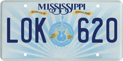 MS license plate LOK620