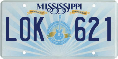 MS license plate LOK621